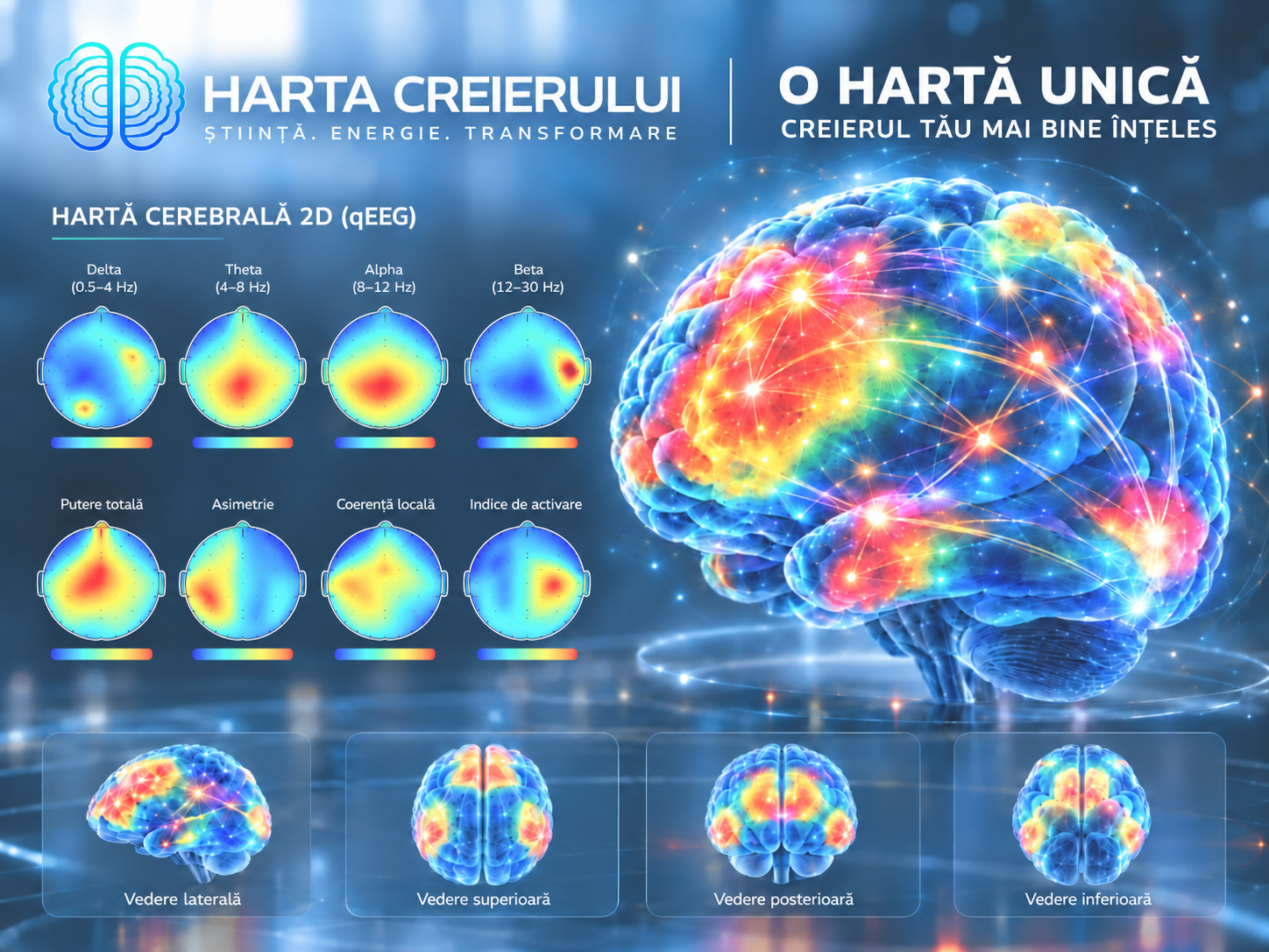 Harta cerebrală qEEG obținută prin Brainmapping la Harta Creierului, București