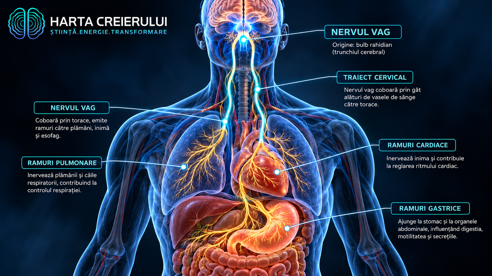 Nervul vag – legătura dintre creier și organe, stimularea nervului vag la Harta Creierului București