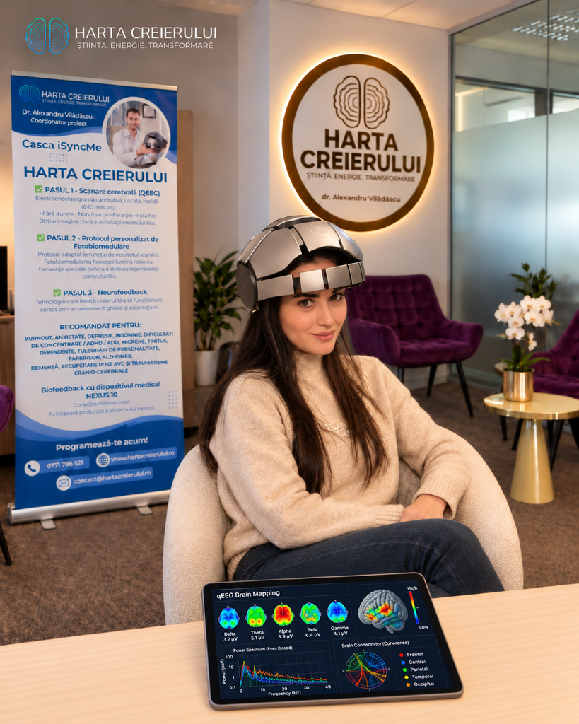 fotobiomodulare transcraniană București – ședință la Harta Creierului.