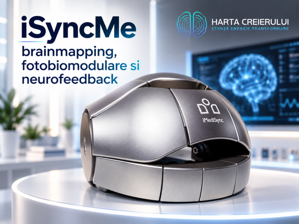 Dispozitivele noastre – casca iSyncMe pentru brainmapping qEEG, fotobiomodulare transcraniană și neurofeedback la Harta Creierului