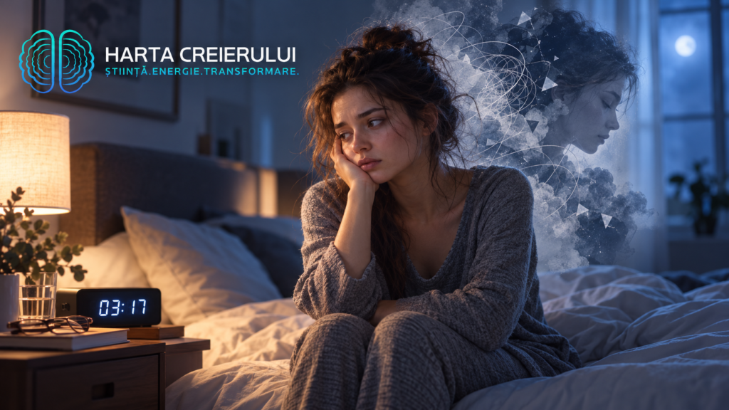 Insomnia – femeie trează la 3 noaptea în pat, Harta Creierului