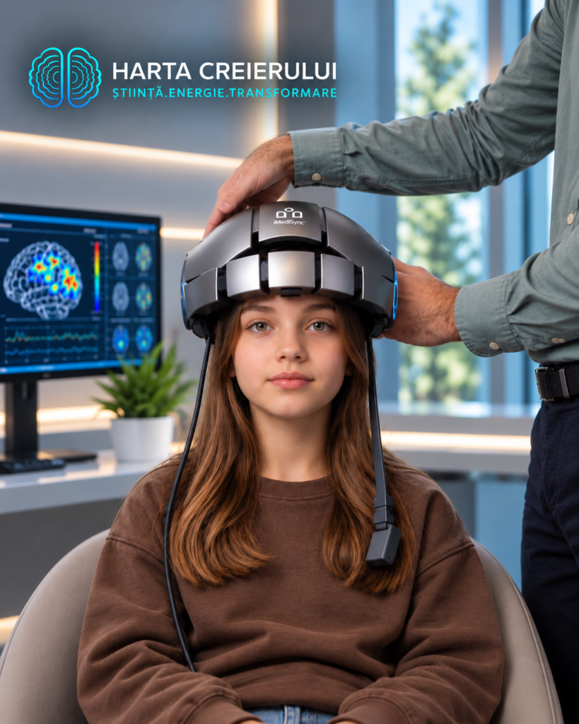 Evaluare brainmapping qEEG cu casca iSyncMe la Harta Creierului București