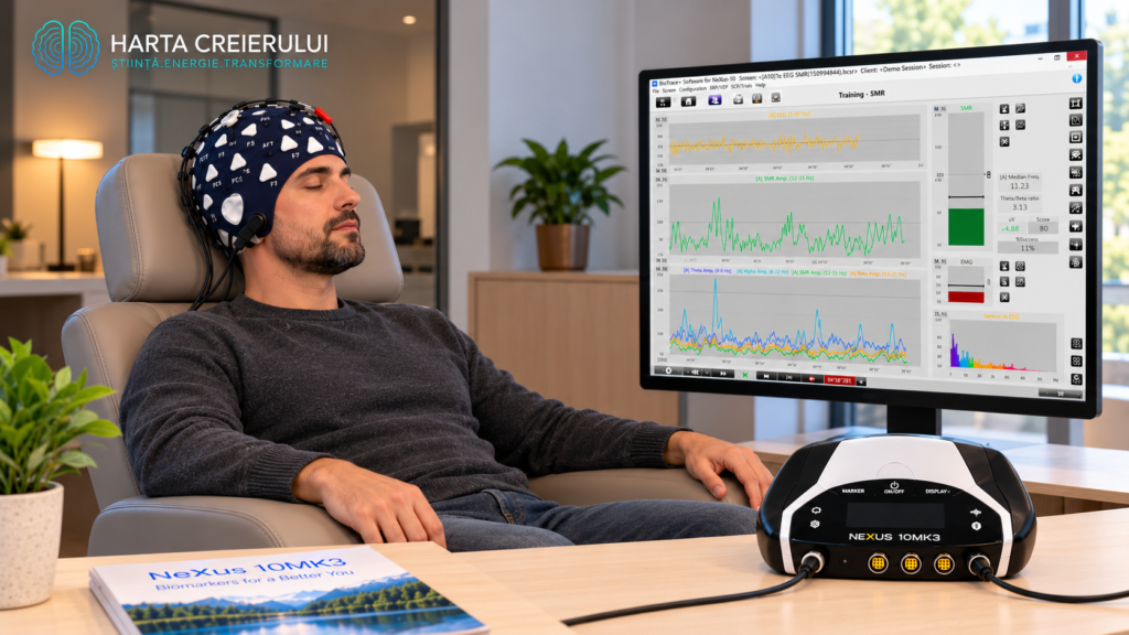 Ședință de neurofeedback cu Nexus 10 MK3 la Harta Creierului București