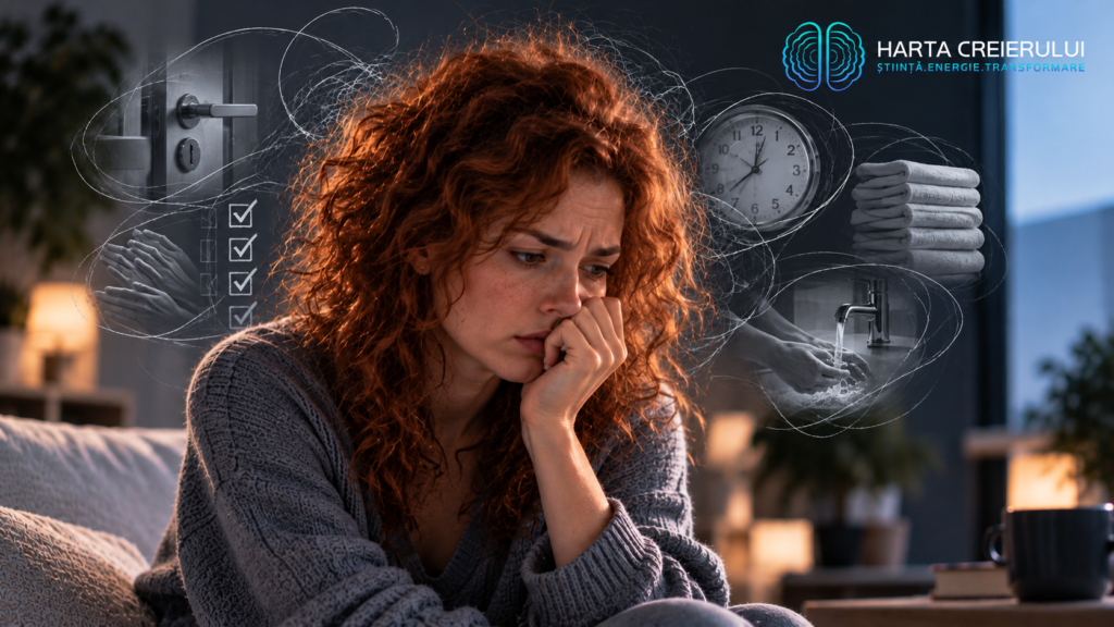 Tulburarea obsesiv-compulsivă – femeie îngrijorată, gânduri și ritualuri repetitive, Harta Creierului